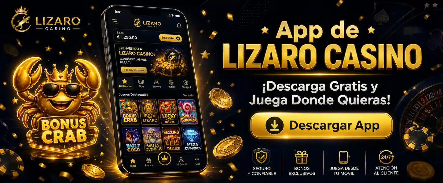 Descarga la app de Lizaro Casino en España y disfruta de slots y juegos de casino desde tu móvil.